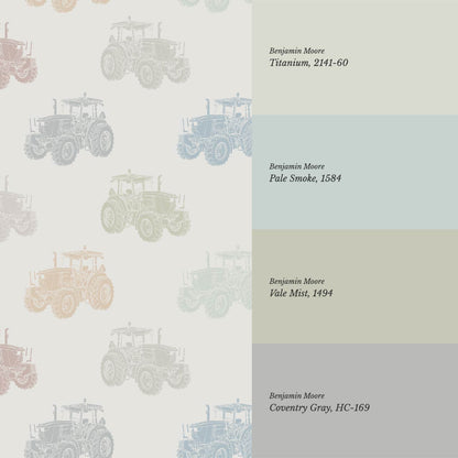Rolli Tractor Muted Multicolor Gray Wallpaper