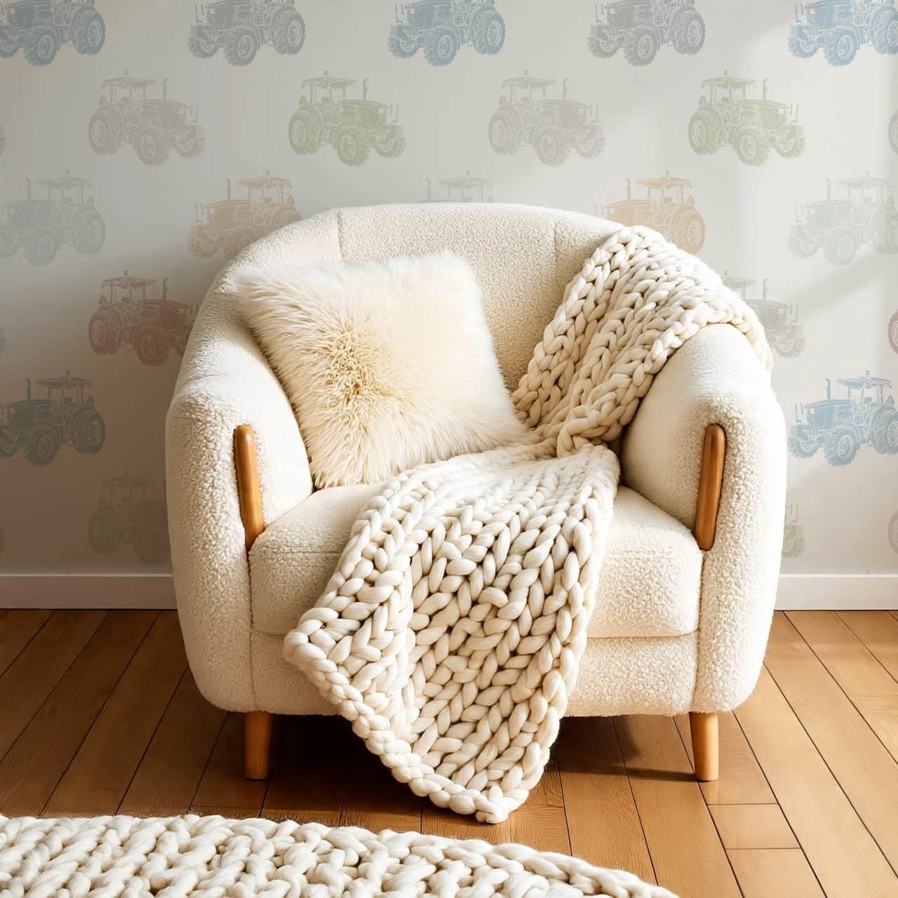 Rolli Tractor Muted Multicolor Gray Wallpaper