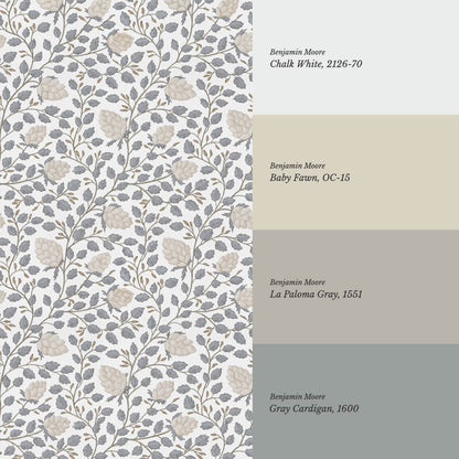 Romelia Hope Vine Bone Cream Gray Sky Wallpaper