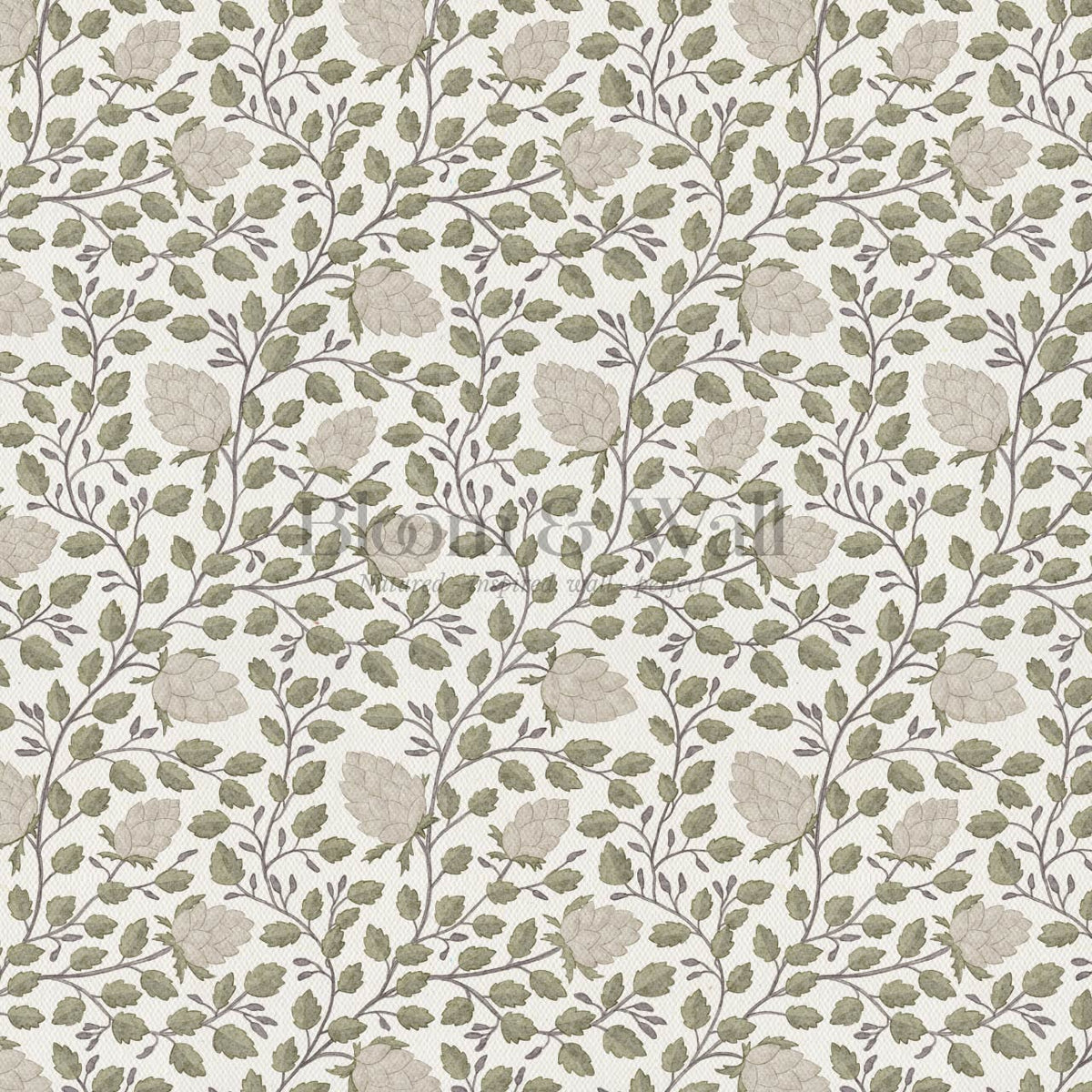 Romelia Hope Vine Cream Taupe Olive Wallpaper