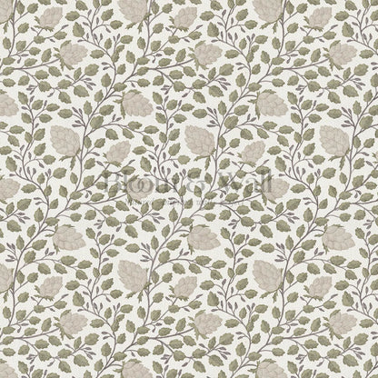Romelia Hope Vine Cream Taupe Olive Wallpaper