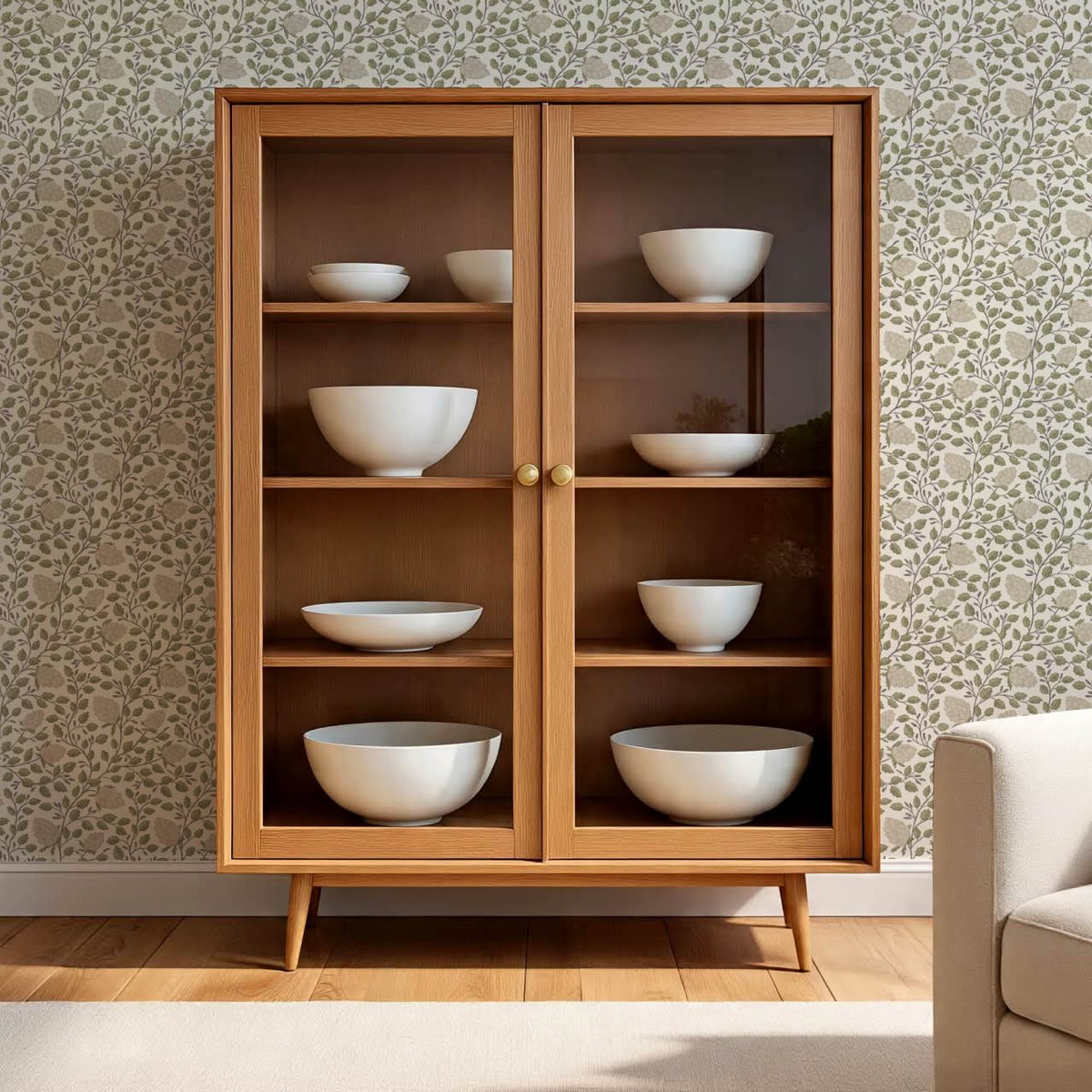 Romelia Hope Vine Cream Taupe Olive Wallpaper