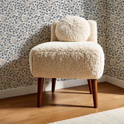 Romelia Hope Vine Ivory Slate Blue Wallpaper