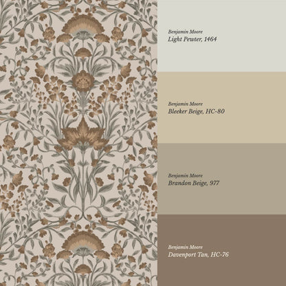 Romy Cottage Vines Autumn Brown Wallpaper