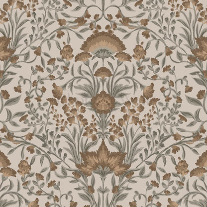 Romy Cottage Vines Autumn Brown Wallpaper