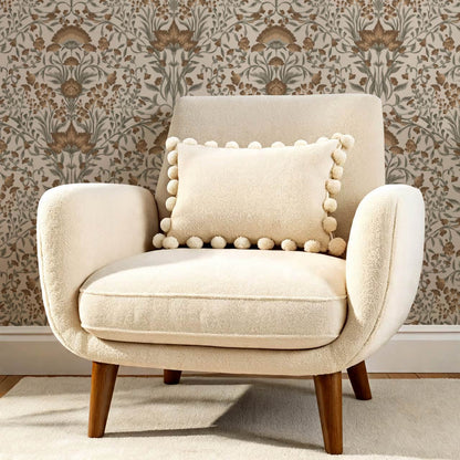 Romy Cottage Vines Autumn Brown Wallpaper