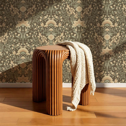 Romy Cottage Vines Autumn Drab Wallpaper