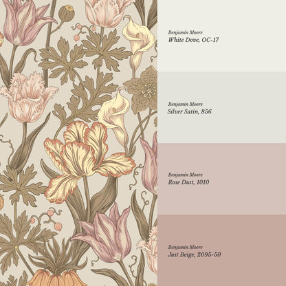 Rosa Tulips Autumn Beige Honey Wallpaper
