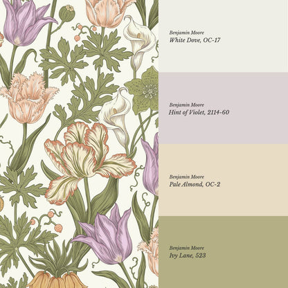 Rosa Tulips Cream Blush Plum Wallpaper