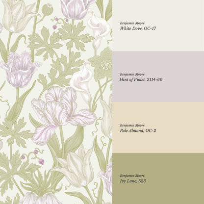 Rosa Tulips Soft Green Lilac Wallpaper