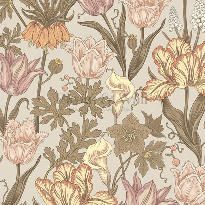 Rosa Tulips Autumn Beige Honey Wallpaper