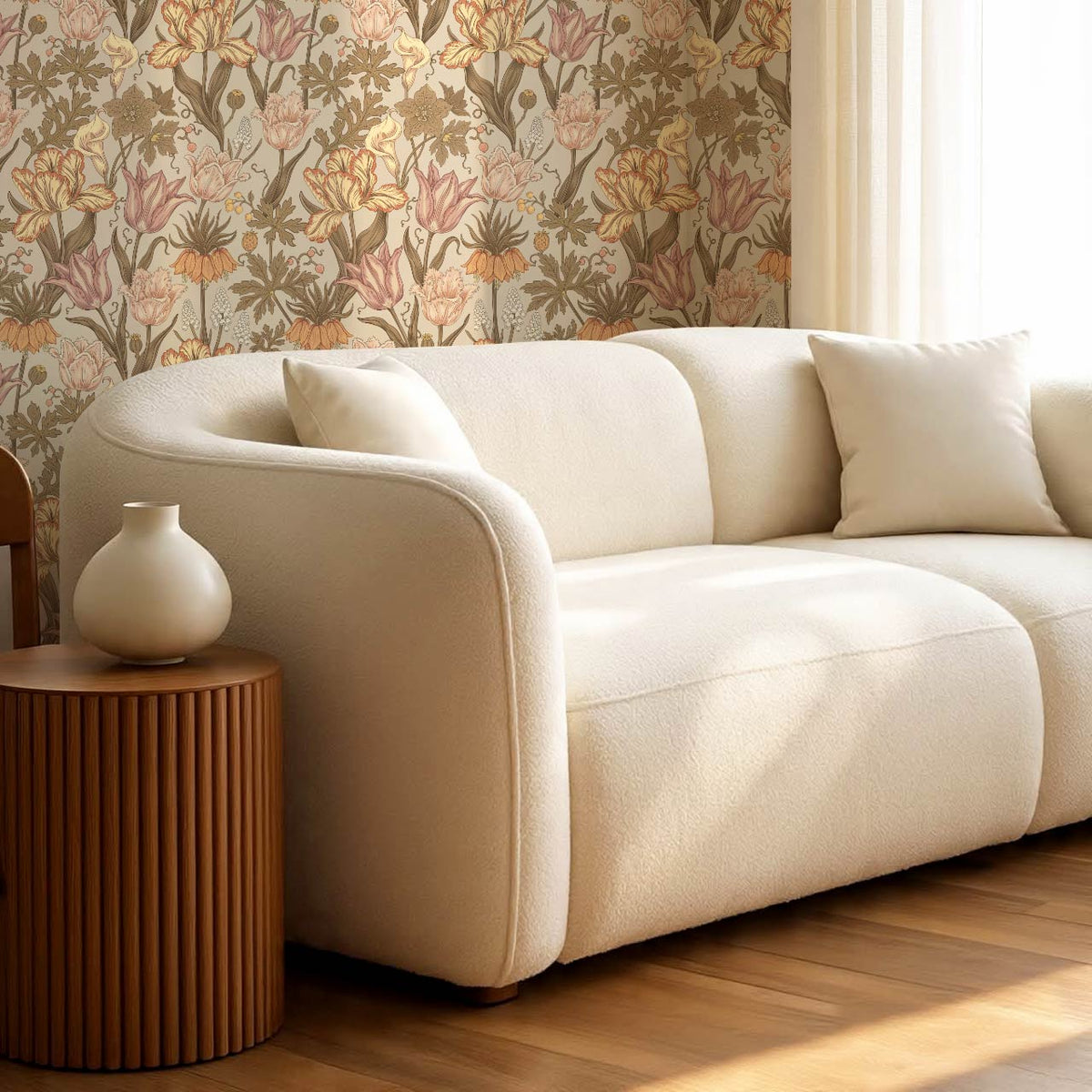 Rosa Tulips Autumn Beige Honey Wallpaper