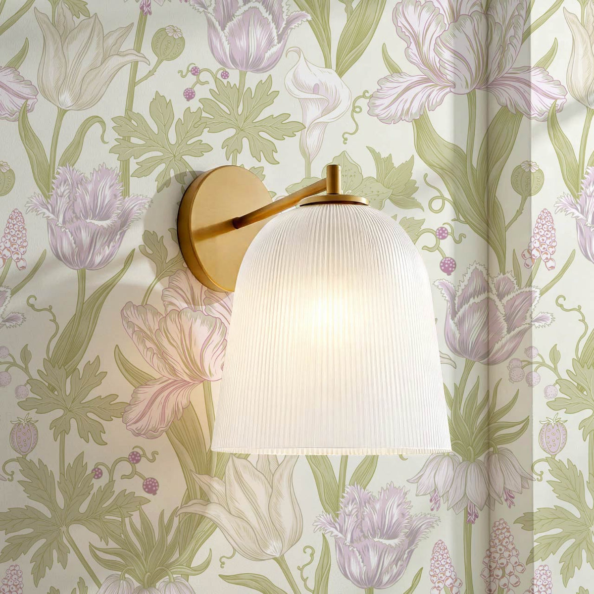 Rosa Tulips Soft Green Lilac Wallpaper