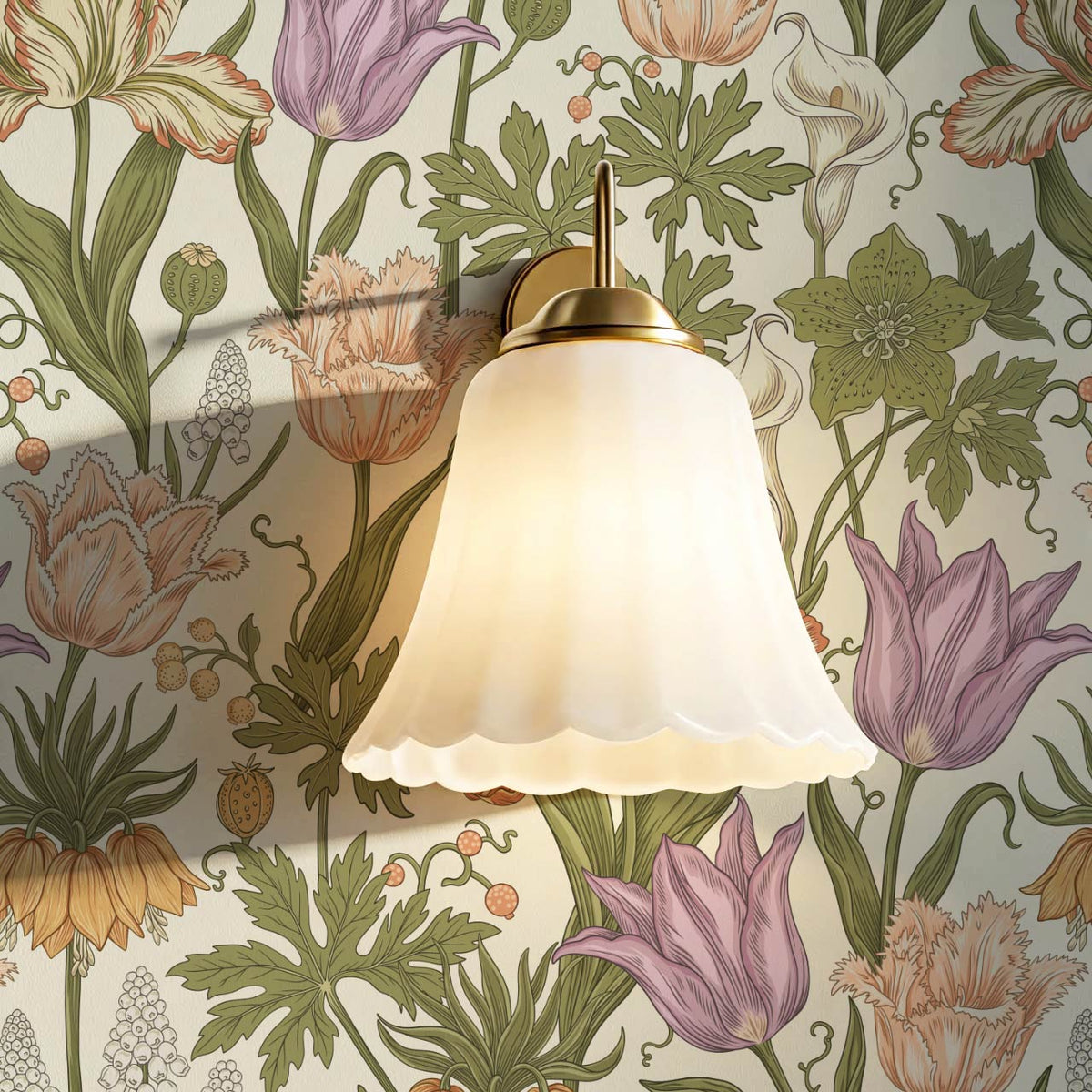 Rosa Tulips Cream Blush Plum Wallpaper