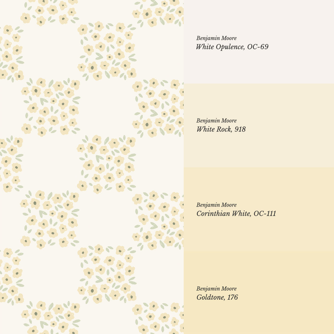 Rosalie Floral Checkerboard Butter Wallpaper