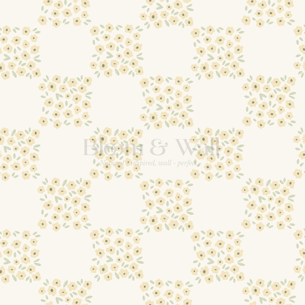 Rosalie Floral Checkerboard Butter Wallpaper