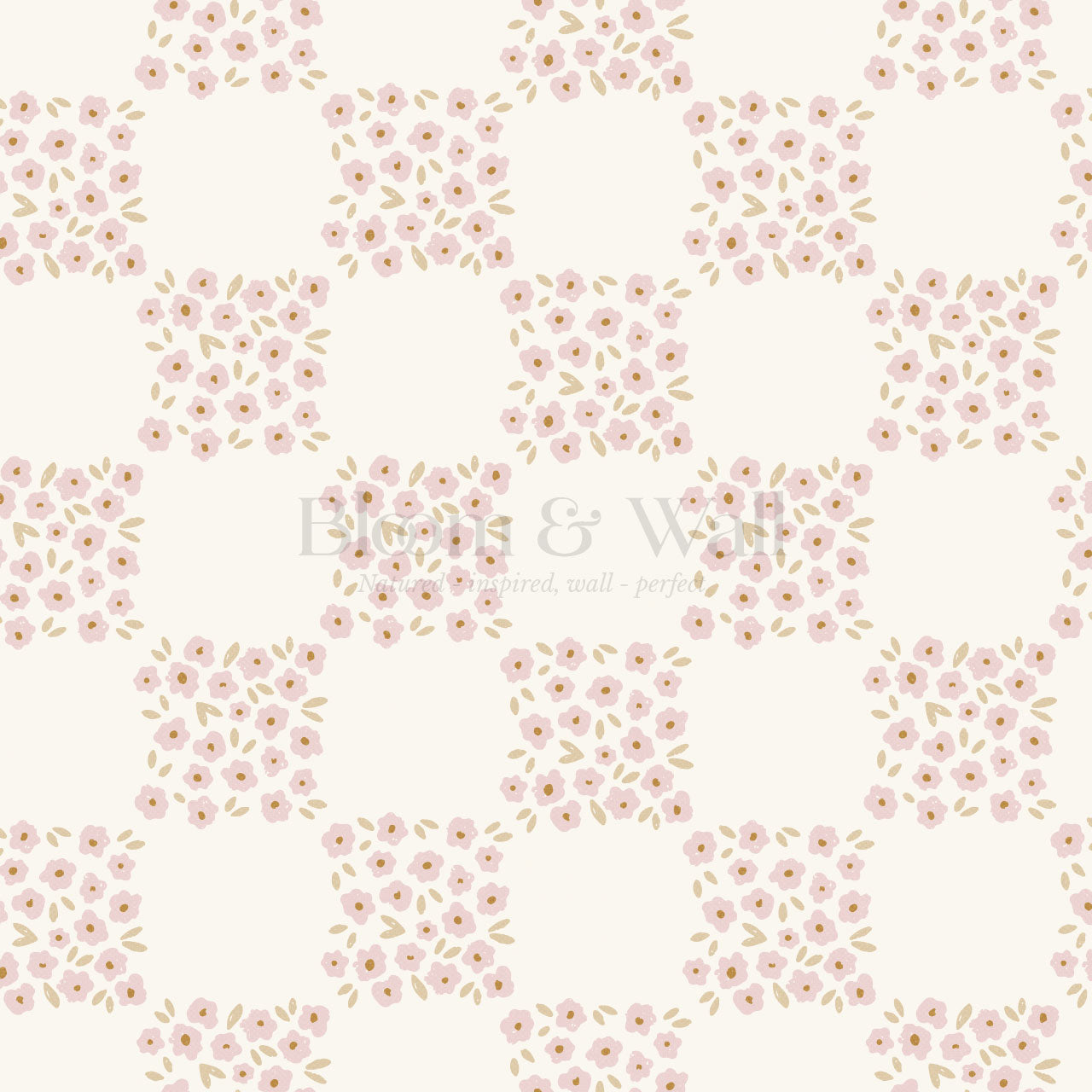 Rosalie Floral Checkerboard Soft Pink Wallpaper