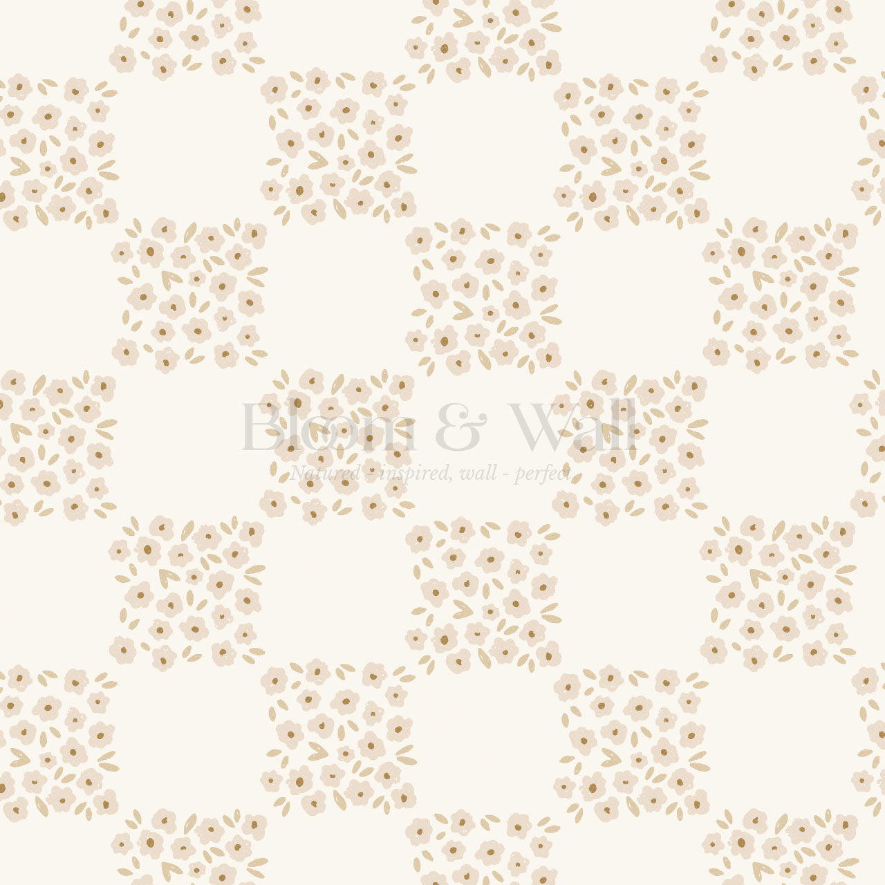 Rosalie Floral Checkerboard Neutral Wallpaper