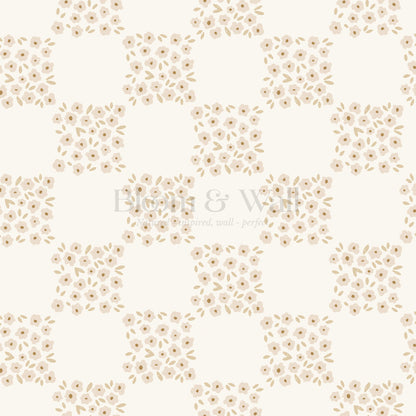 Rosalie Floral Checkerboard Neutral Wallpaper