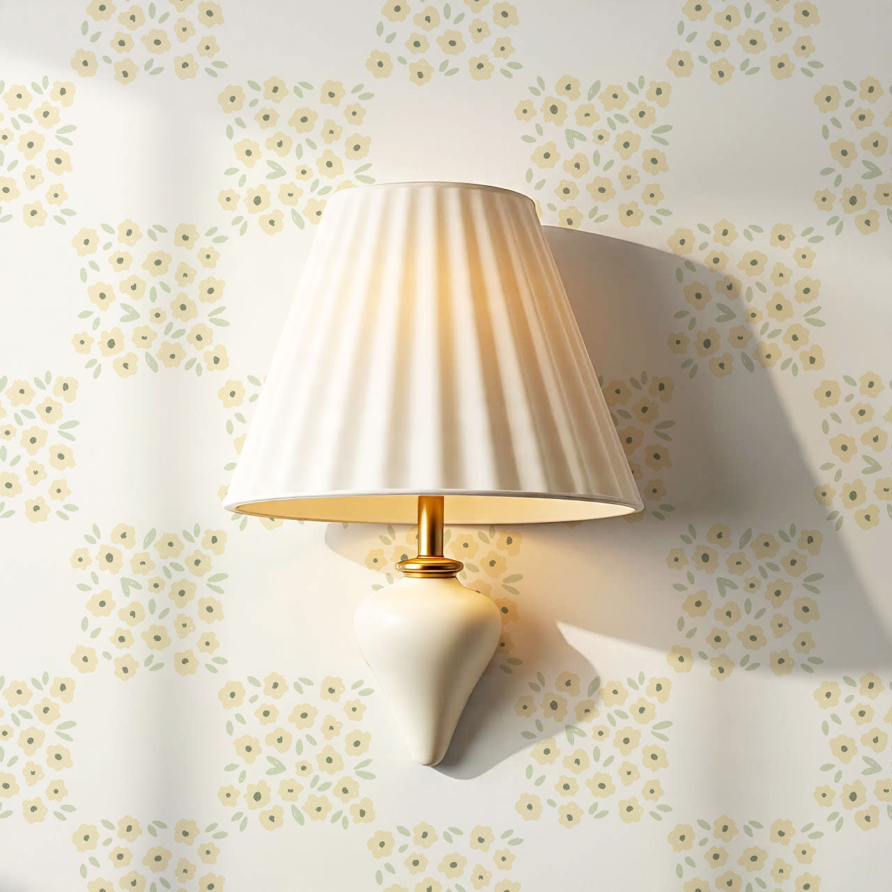 Rosalie Floral Checkerboard Butter Wallpaper