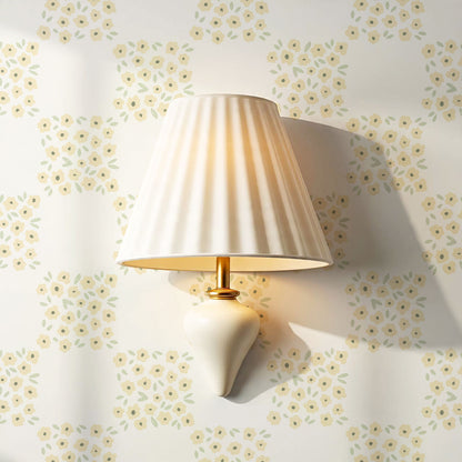 Rosalie Floral Checkerboard Butter Wallpaper