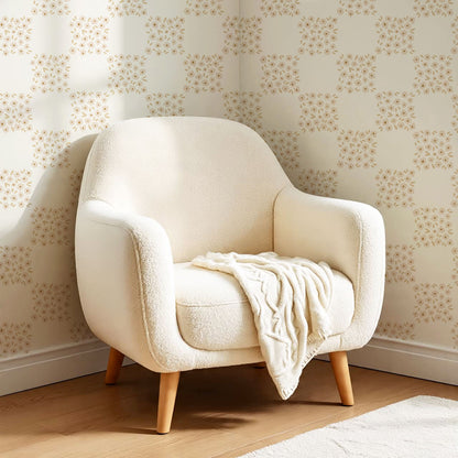 Rosalie Floral Checkerboard Neutral Wallpaper
