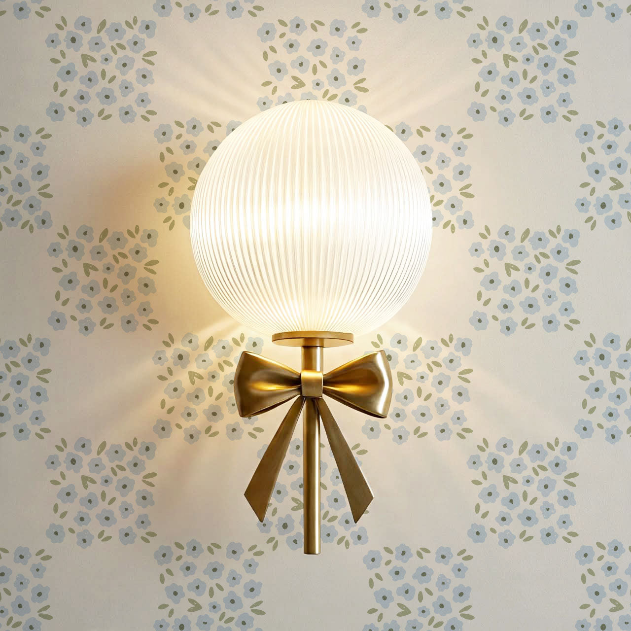 Rosalie Floral Checkerboard Soft Blue Wallpaper