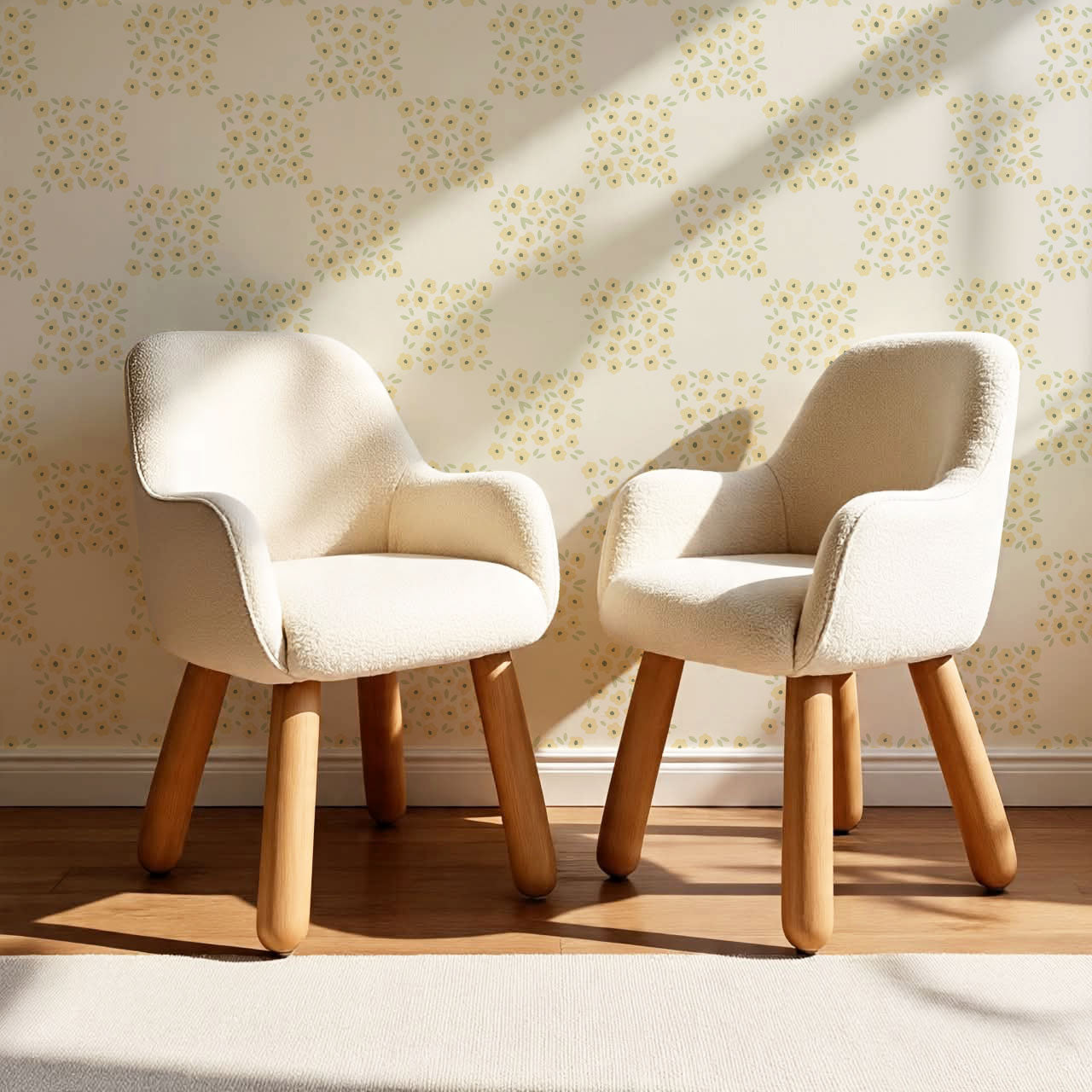 Rosalie Floral Checkerboard Butter Wallpaper