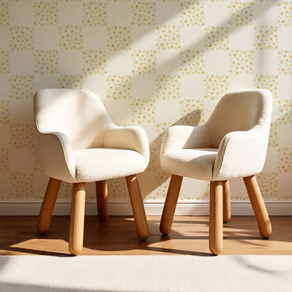 Rosalie Floral Checkerboard Butter Wallpaper