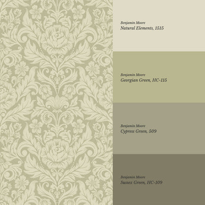 Rosalind Arya Versailles Damask Sage Wallpaper