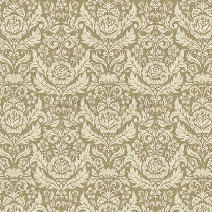 Rosalind Arya Versailles Damask Olive Wallpaper