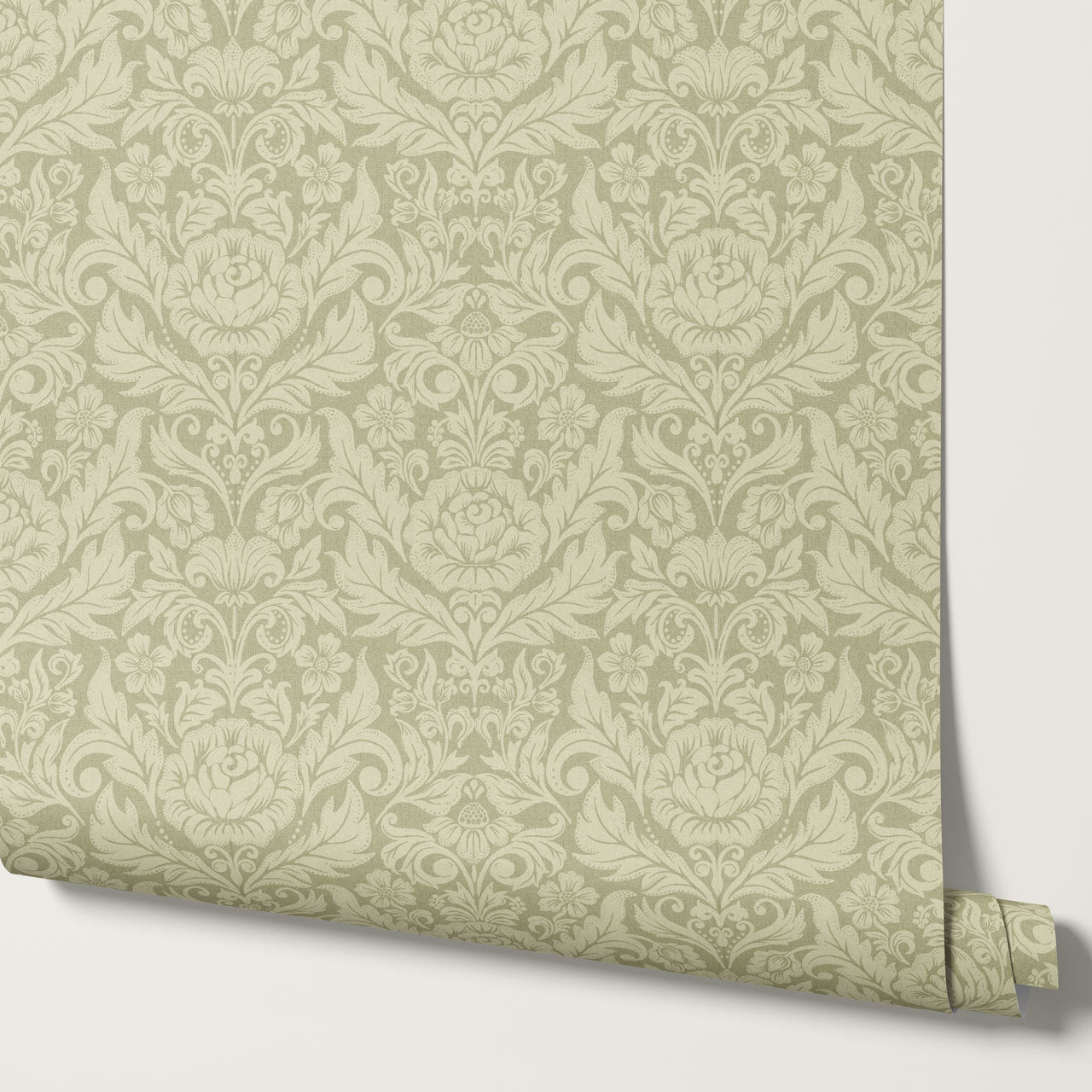 Rosalind Arya Versailles Damask Sage Wallpaper