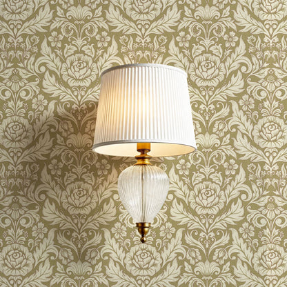 Rosalind Arya Versailles Damask Olive Wallpaper