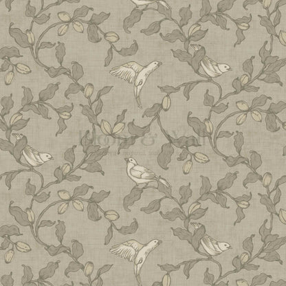 Rosallia Birdsong Branches Khaki Olive Wallpaper