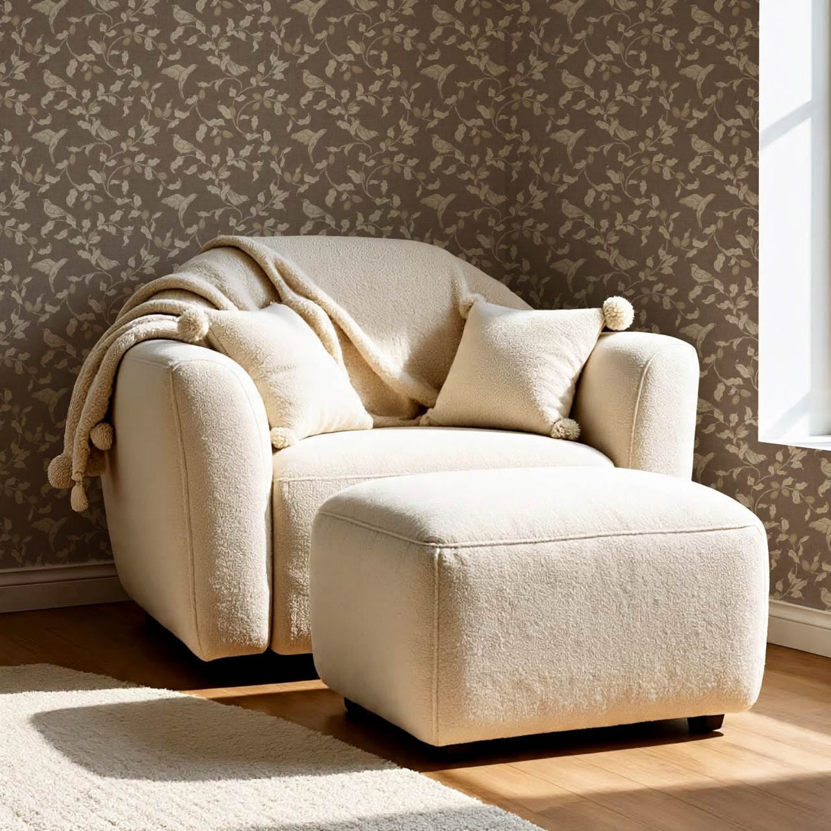 Rosallia Birdsong Branches Sandstone Beige Wallpaper