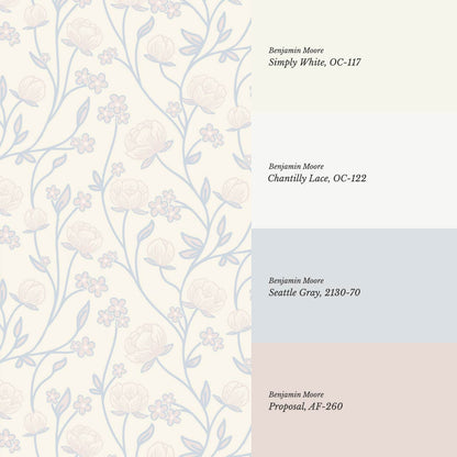 Rosario Delicate Blooms Sky Butter Wallpaper