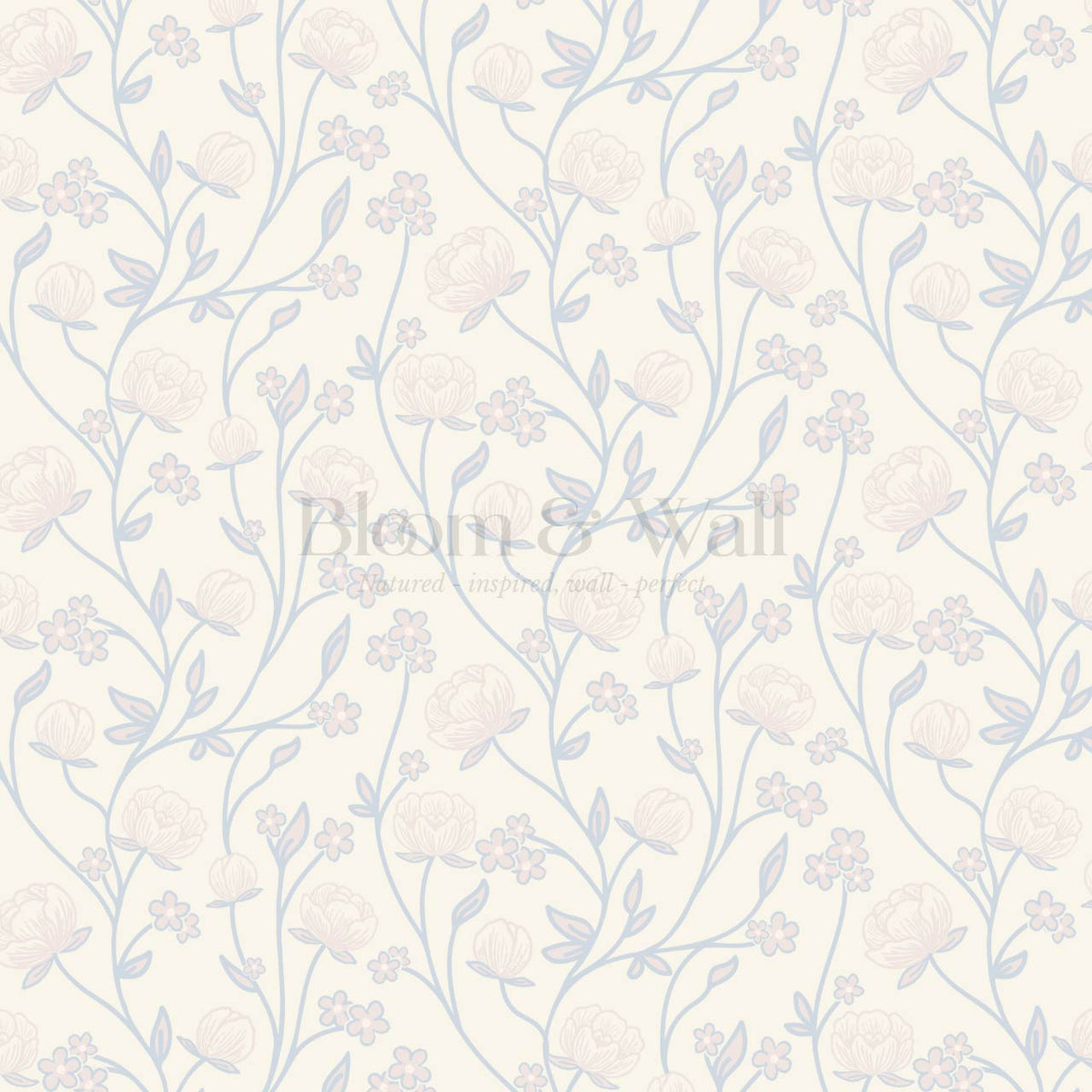 Rosario Delicate Blooms Sky Butter Wallpaper