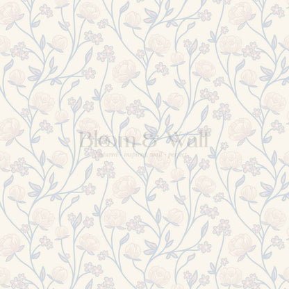 Rosario Delicate Blooms Sky Butter Wallpaper