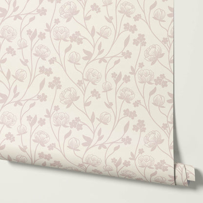 Rosario Delicate Blooms Butter Blush Wallpaper