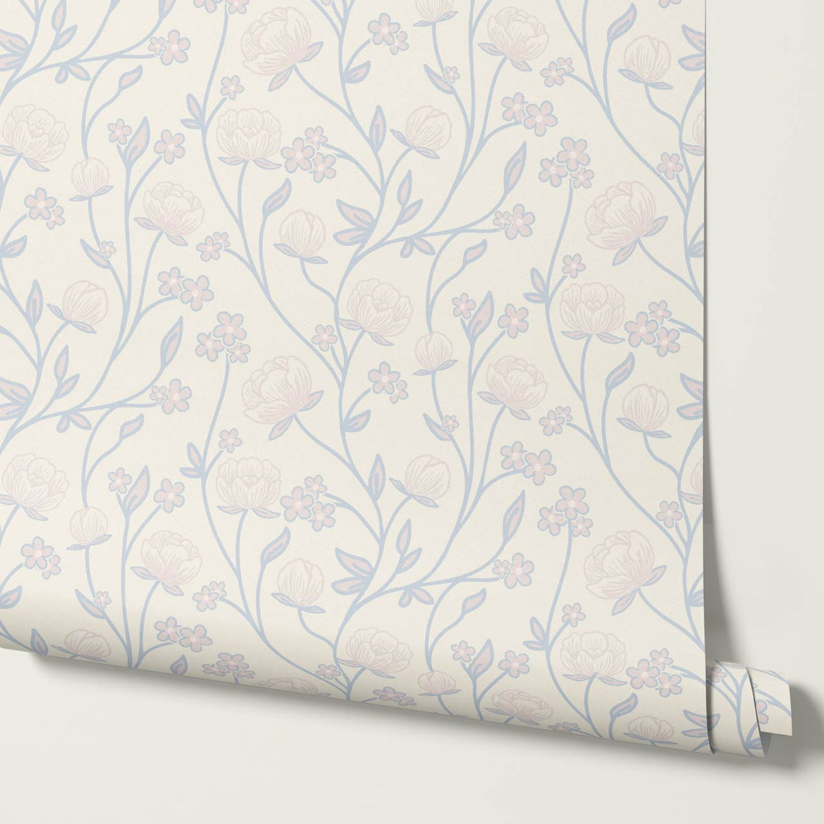 Rosario Delicate Blooms Sky Butter Wallpaper