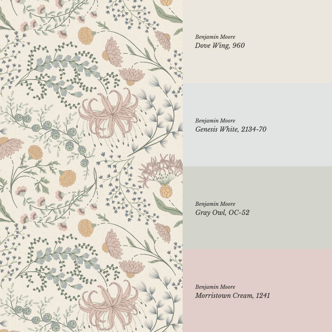 Rosette Nostalgic Wildflower Meadow Ivory Pastel Wallpaper