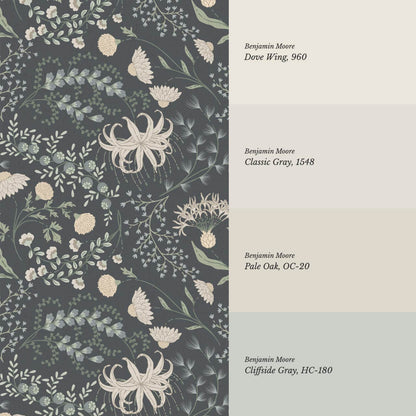 Rosette Nostalgic Wildflower Meadow Slate Sage Wallpaper