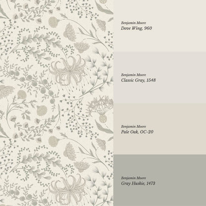 Rosette Nostalgic Wildflower Meadow Neutral Beige Wallpaper