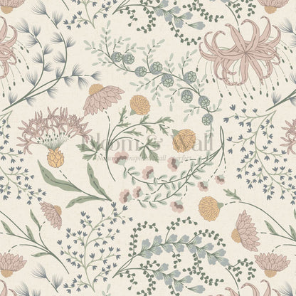 Rosette Nostalgic Wildflower Meadow Ivory Pastel Wallpaper