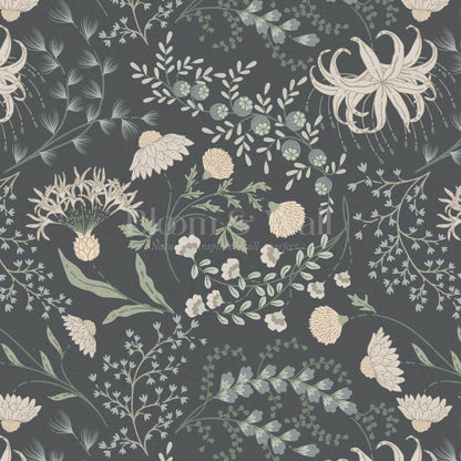 Rosette Nostalgic Wildflower Meadow Slate Sage Wallpaper