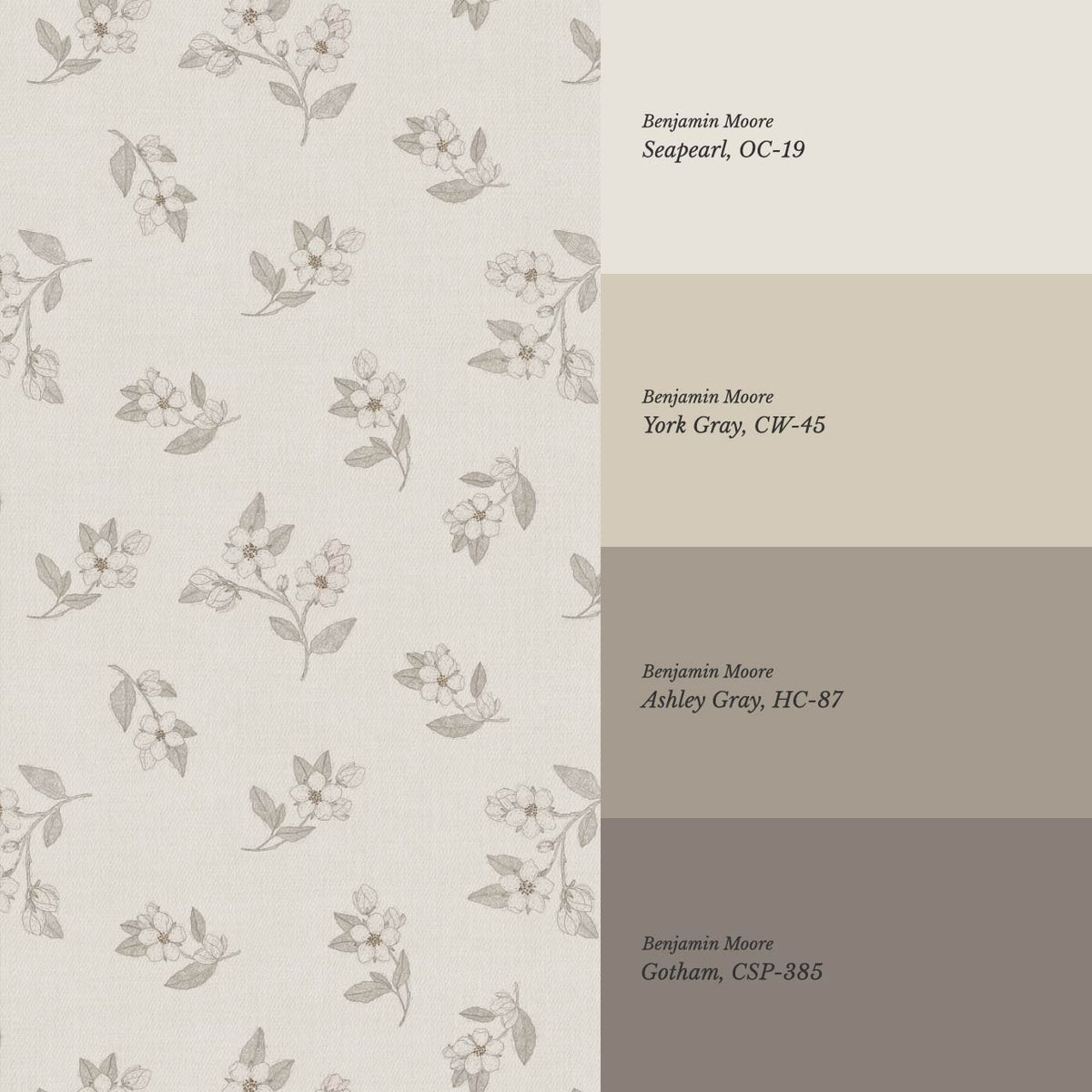 Rosina Apple Grove Neutral Beige Gray Wallpaper