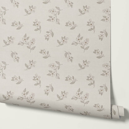 Rosina Apple Grove Neutral Beige Gray Wallpaper