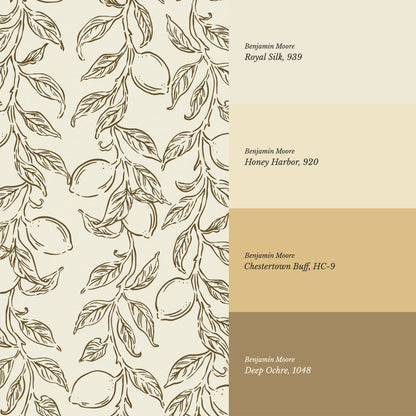 Ruby Rustic Lemons Olive Wallpaper