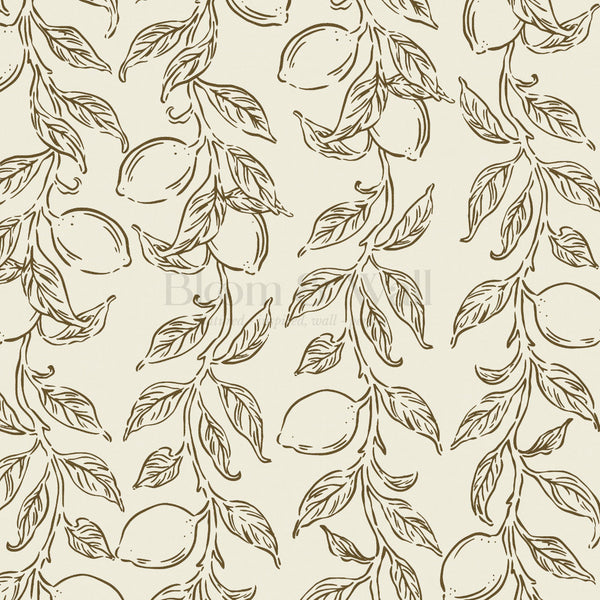 Ruby Rustic Lemons Olive Wallpaper – Bloom & Wall