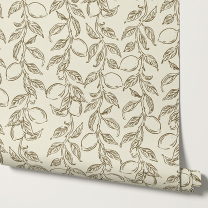 Ruby Rustic Lemons Olive Wallpaper